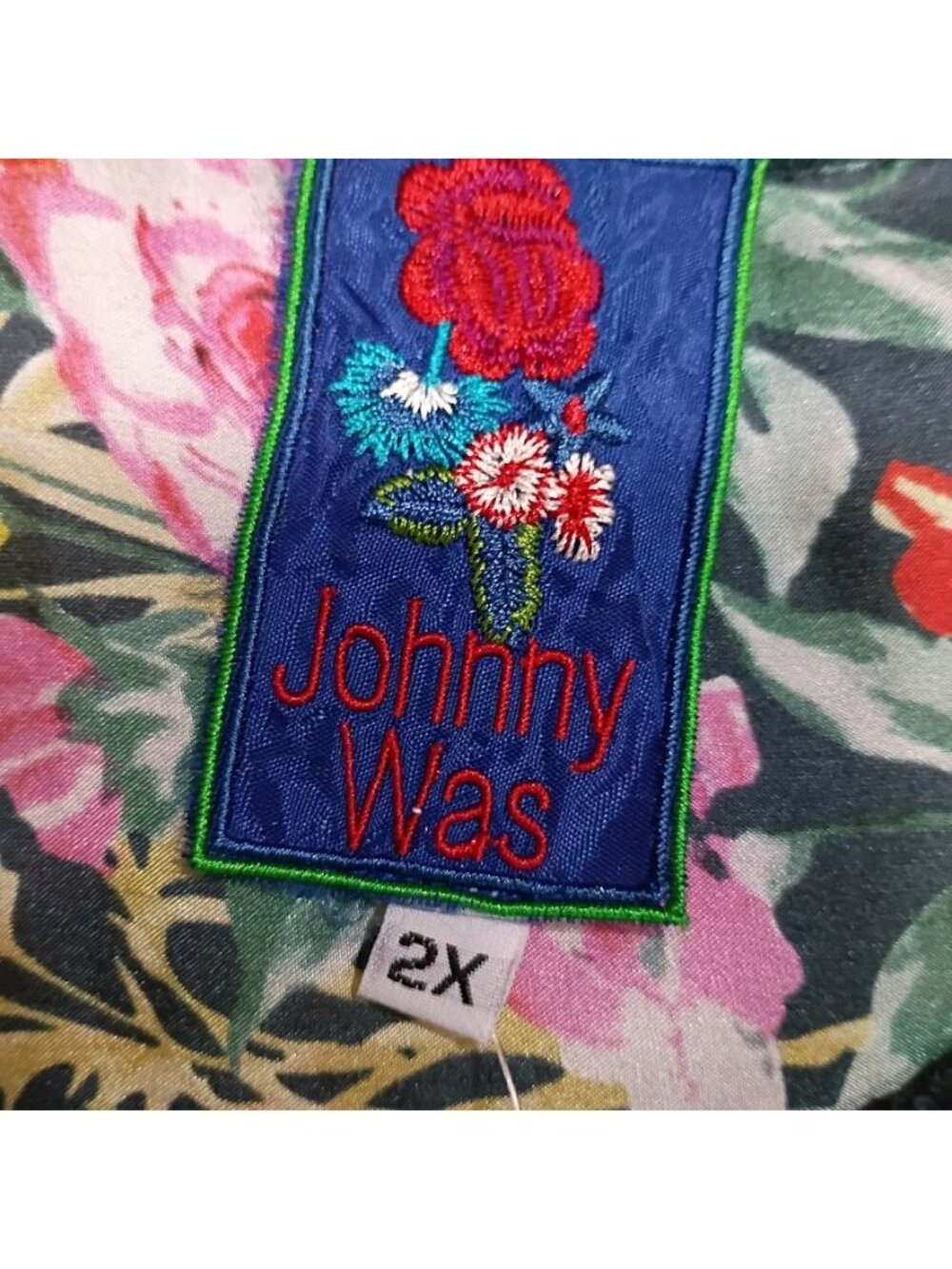 Johnny Was Women Blue Tunic Silk Floral Top Sz 2X - Picture 6 of 16